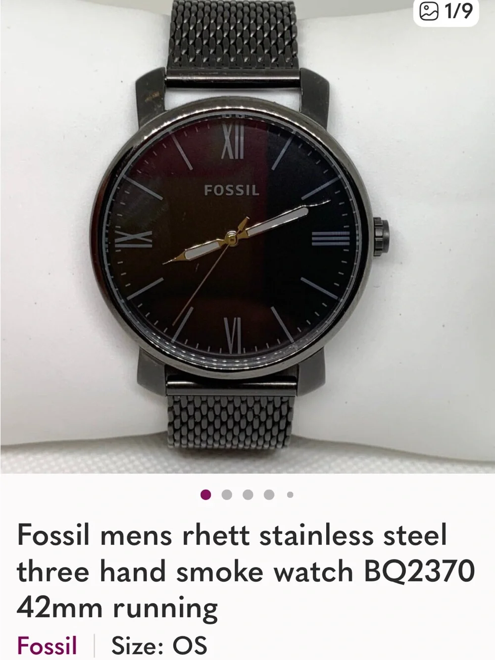 Men’s Fossil Black Mesh Band Watch with Minimal Dial